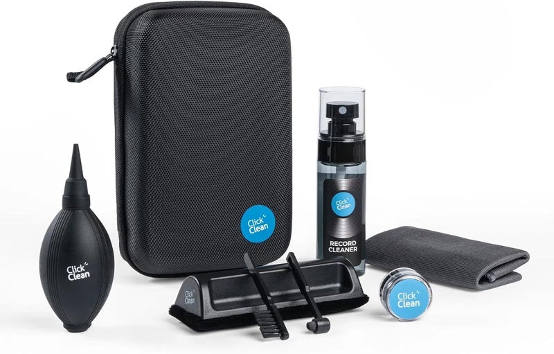CLICK CLEAN 8 in 1 Vinyl Record Cleaning Kit - Velvet Cleaning Brush,Stylus Brush,0.21 oz Turntable Needle Cleaning Gel,2.1oz Cleaning Fluid,Mini-Microfiber Brush,Air Blower,Microfiber Cleaning Cloth - Image 1